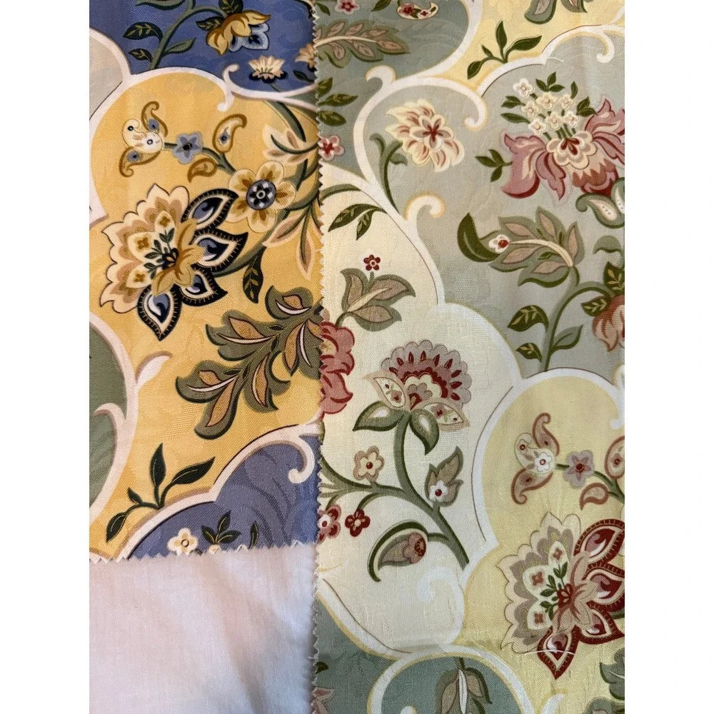 Lot of 2 floral brocade gold tone print design fabrics 24